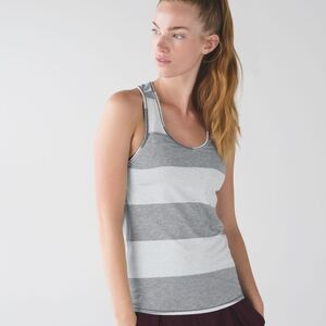 Lululemon Superb Tank Bold Stripe Heathered Medium Grey Heathered Angel White